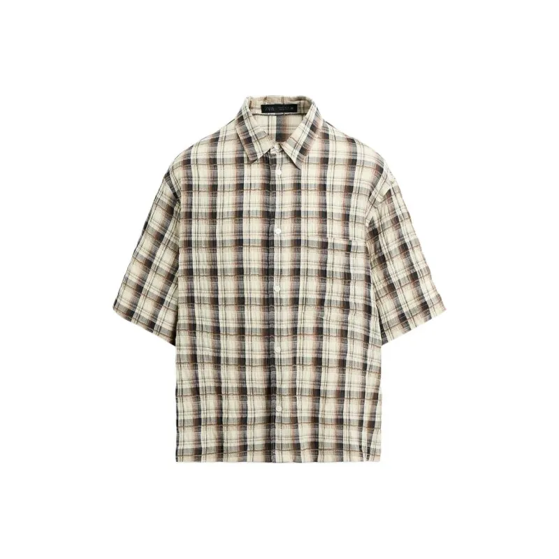 ZARA Shirts Men Brown Blue-0