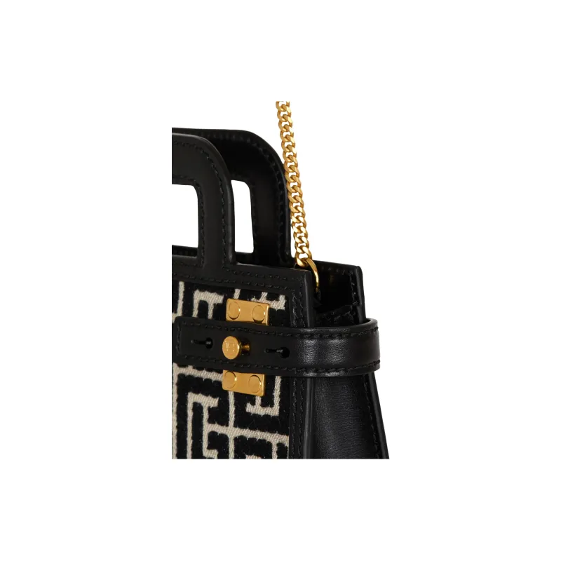 BALMAIN B BUZZ Cotton Handbag Trumpets Women's Black-3