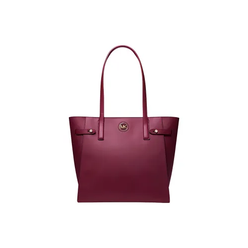 MICHAEL KORS Carmen Leather Paneled Canvas Tote Bag Shopping Bag Handbag Shoulder Bag Women's Samba Red