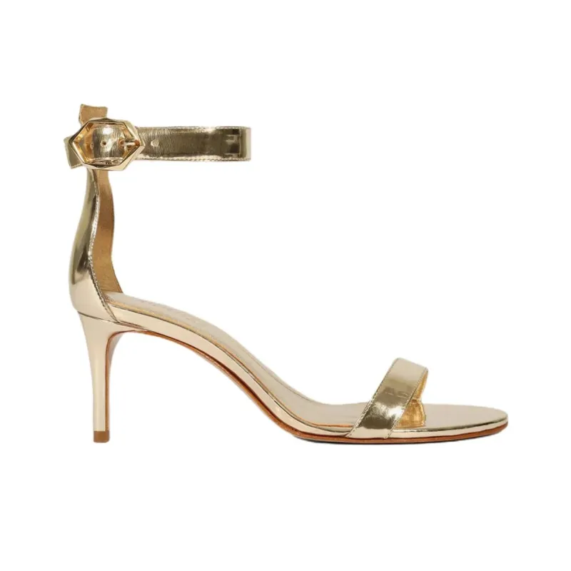 Schutz One Strap Sandals Women's Gold-1