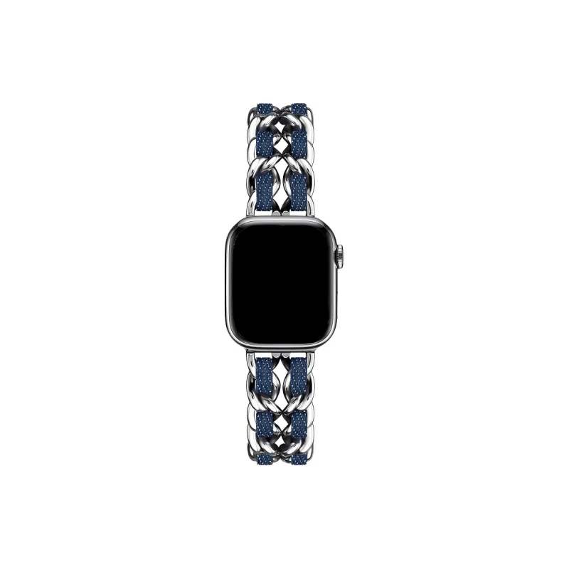 KVZUVUU Apple Compatibility Watch Band Metal, Denim Material-9