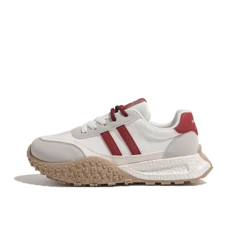 HUANQIU Abrasion Resistant Lightweight Height Increasing Low Top Casual Shoes Women's Beige Red