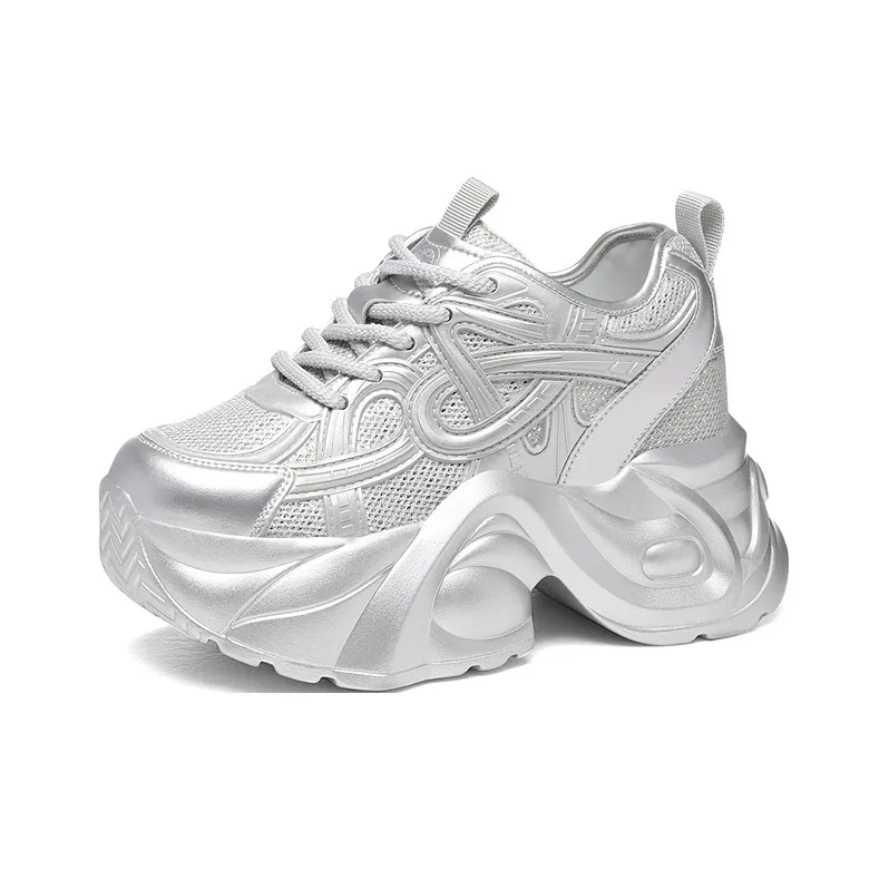 Golden Silk Rabbit Low Top Chunky Sneakers Women's-4