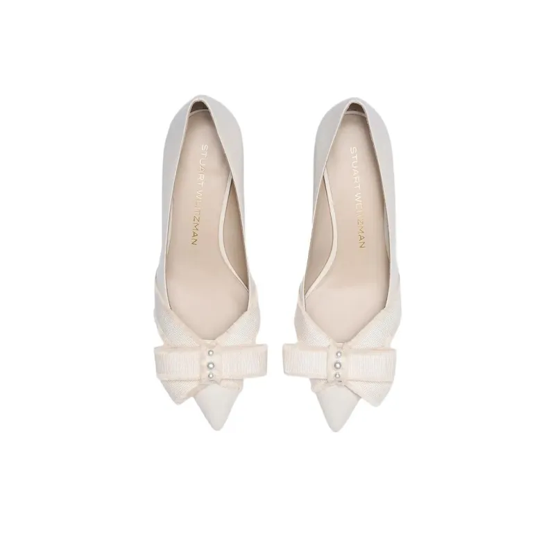 Stuart Weitzman/SW Bowie Slim Heel High Heels 5cm Women's Ecru-5