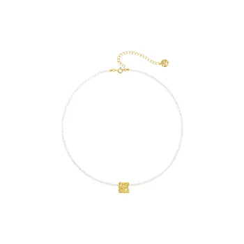 OOAK Levis Lace Collection 18K Gold Plated Pearl Necklace, Box Women's