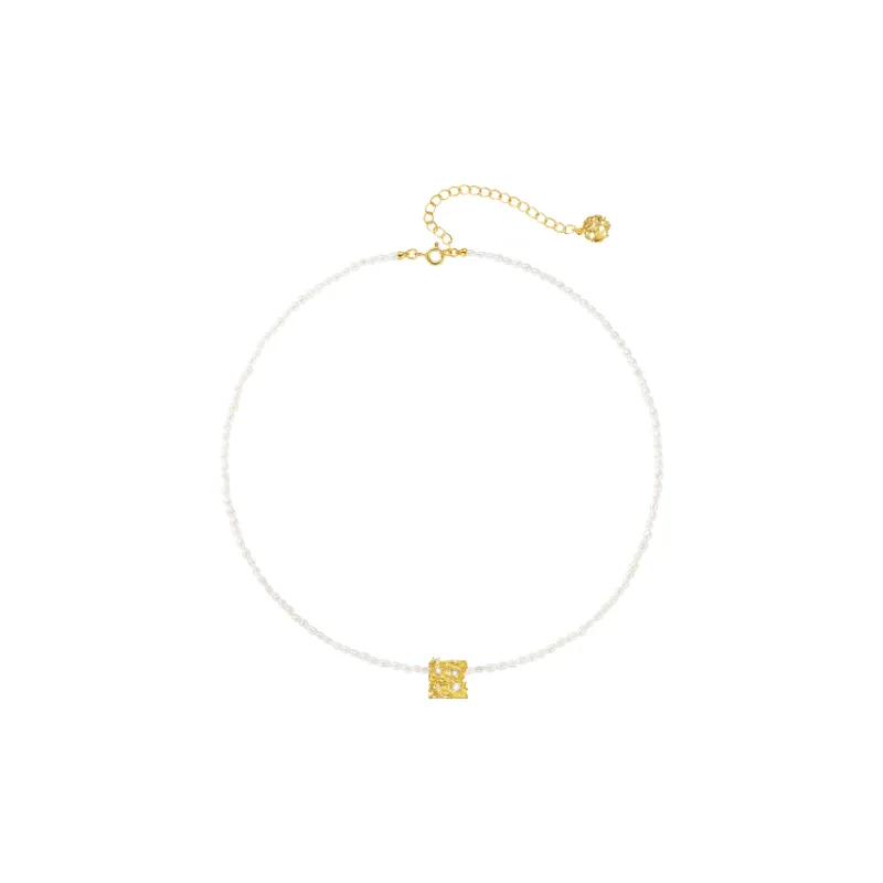 OOAK Levis Lace Collection 18K Gold Plated Pearl Necklace, Box Women's-0