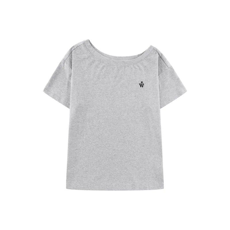 WORKSOUT Fabric Asymmetrical Shoulder Summer T Shirt Women's-0