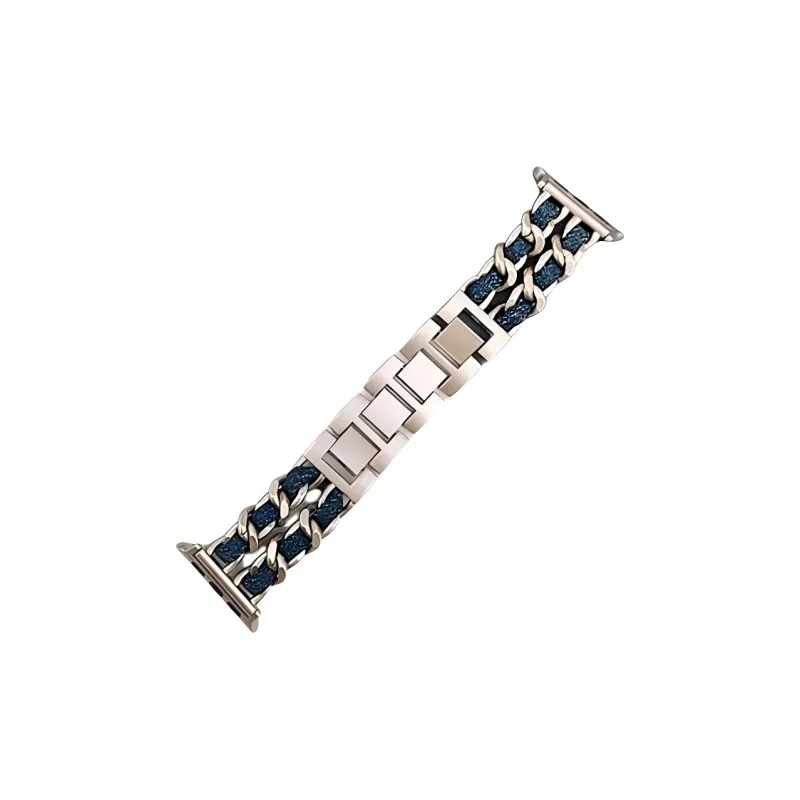 KVZUVUU Apple Compatibility Watch Band Metal, Denim Material-7