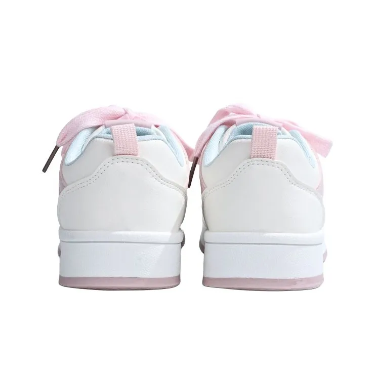 RENBEN Lightweight Height Increasing Slip Resistant Low Top Skateboard Shoes Women's Beige Pink-4