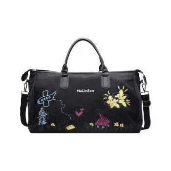 Mulinsen Polyester With Canvas Travel Bag Unisex Black/Green/Coffee