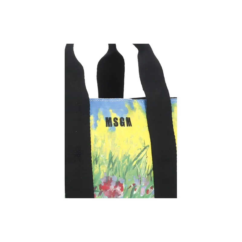 MSGM Cotton Tote Bag, Shopping Bag, Shoulder Bag, Crossbody Bag, Handbag Extra Mini Women's Yellow & Multicolor-3