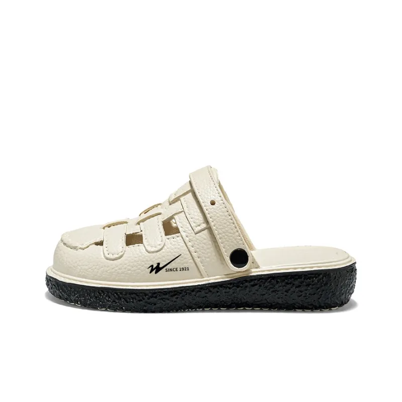 Binary EVA Quick Dry Slip Resistant Closed Toe Slippers Women's Beige Black-0