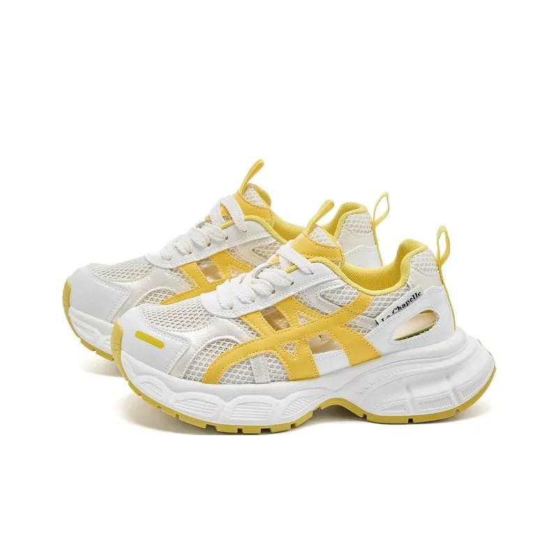 La Chapelle Abrasion Resistant Low Top Chunky Sneakers Women's Yellow-2