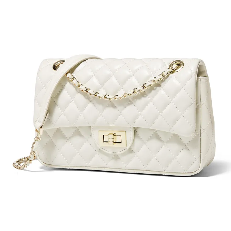 Safiya Cow Leather Shoulder Bag, Crossbody Bag Women's White-0