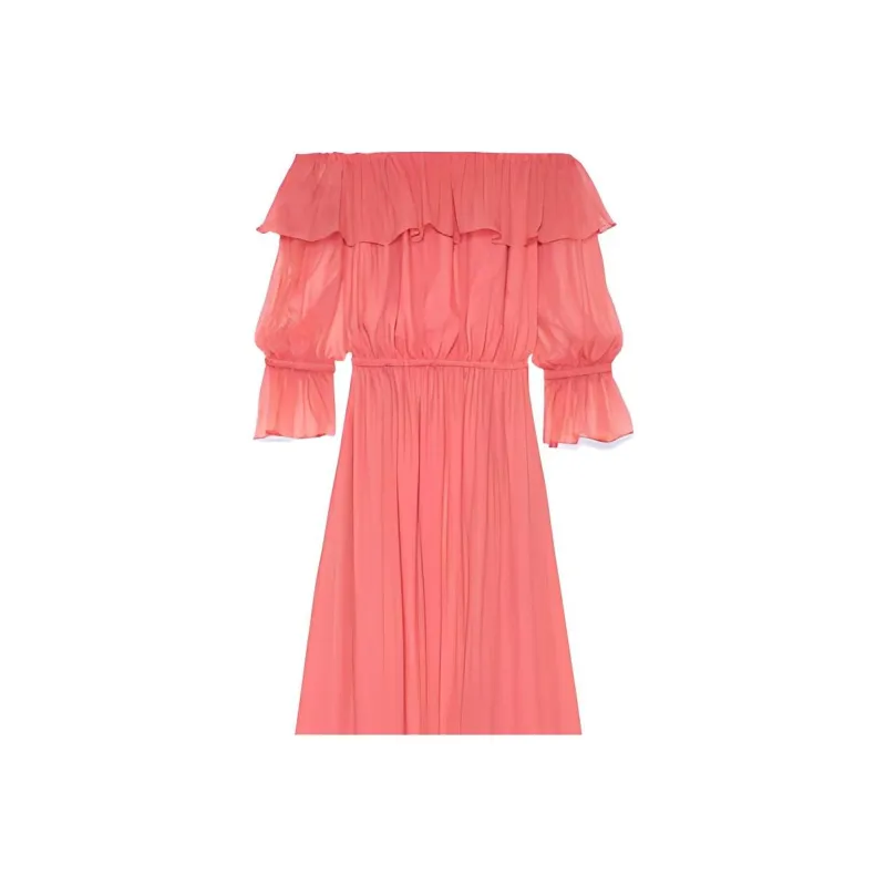 GUCCI Off shoulder Silk Chiffon Dress-2