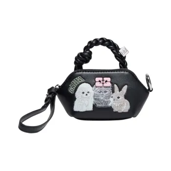 GANNI Recycled Leather One Shoulder Handbag Mini Women's Black