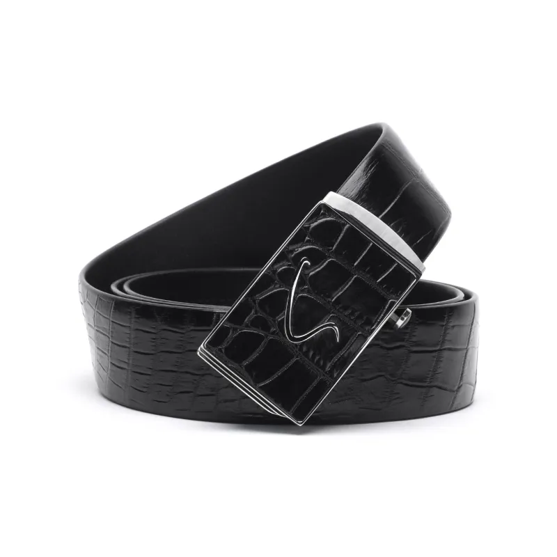 Satchi Cow Leather Belt Men's Black Width 3.7cm-0