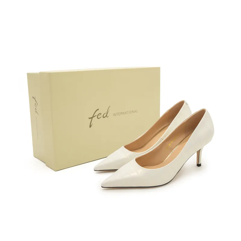 FED Slim Heel High Heels Women's Beige-3