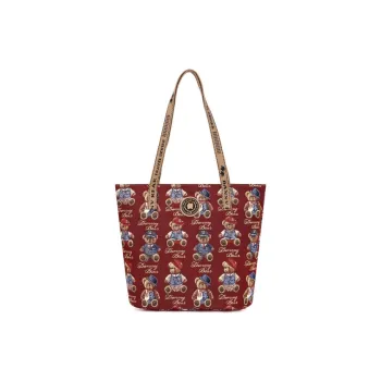 DANNYBEARJEANS Fabric Tote Bag, Shopping Bag, Shoulder Bag Regular Unisex Gentleman Bear Red