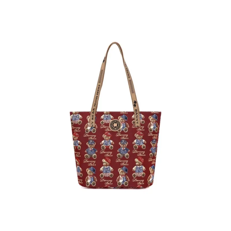 DANNYBEARJEANS Fabric Tote Bag, Shopping Bag, Shoulder Bag Regular Unisex Gentleman Bear Red-0