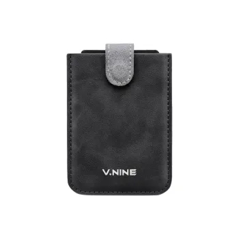 V.NINE Synthetic Leather Card Holder Men's Obsidian Black/Gray Blue/Light Brown