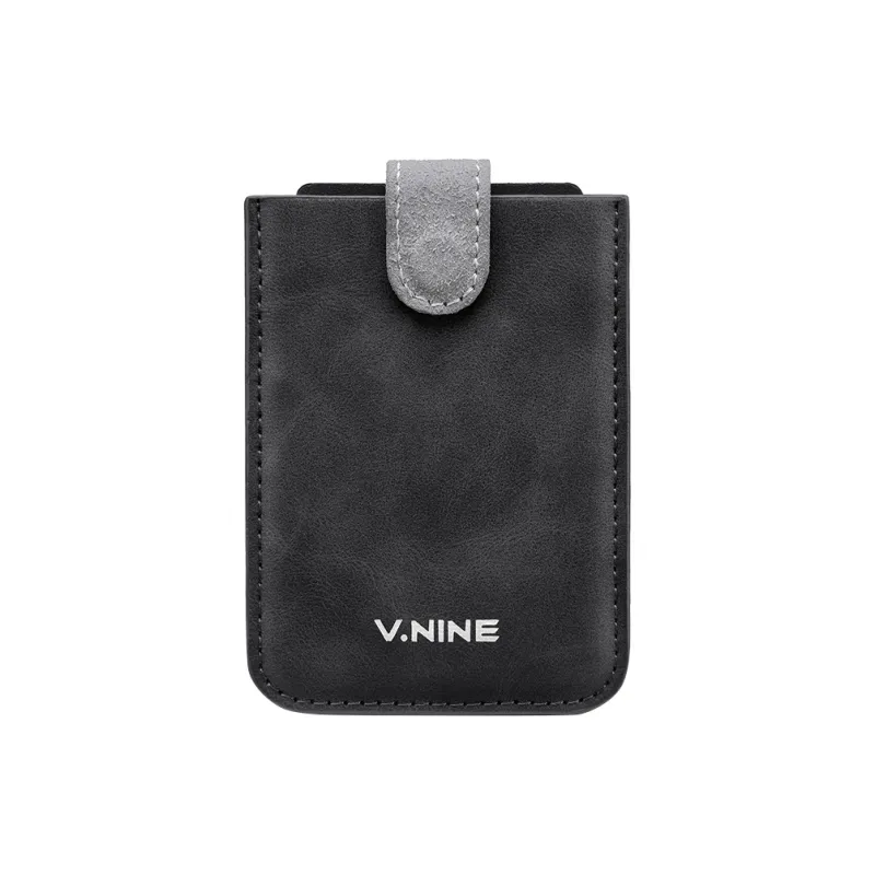 V.NINE Synthetic Leather Card Holder Men's Obsidian Black/Gray Blue/Light Brown-0