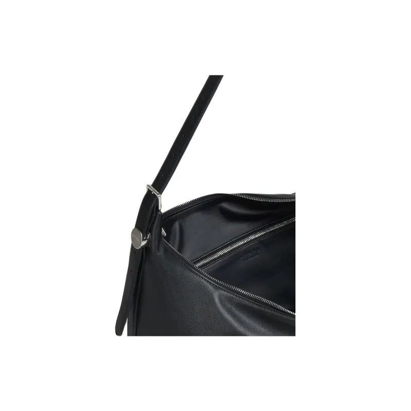 MARNI Calfskin Hobo Bag, Crossbody Bag, Shoulder Bag Trumpets Women's Black-5