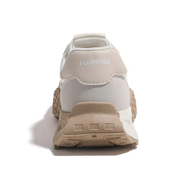 HUANQIU Abrasion Resistant Lightweight Height Increasing Low Top Casual Shoes Women's Beige-3