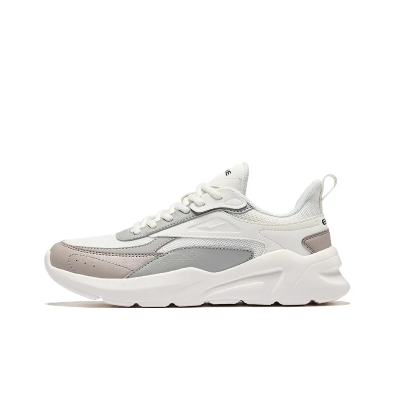 Erke Qi Yu Abrasion Resistant Slip Resistant Low Top Casual Shoes Women's Microcrystal White Light Gray-0