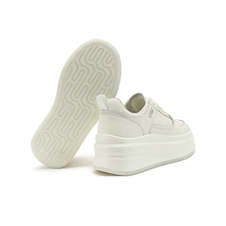 UBZ Anti Slip Wear Resistant Low Top Skateboard Shoes Women's Ivory White-4