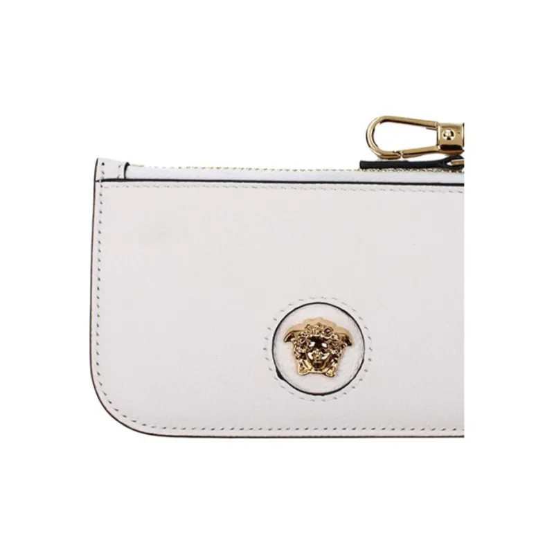 VERSACE Leather Coin Purse Women's White-2