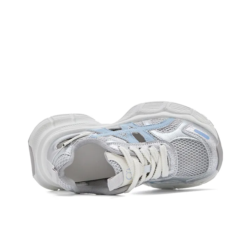 La Chapelle Abrasion Resistant Low Top Chunky Sneakers Women's Blue-2