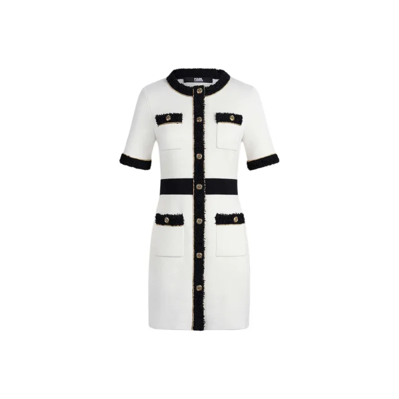 KARL LAGERFELD SS25 Short Sleeved Dress Women's White-0