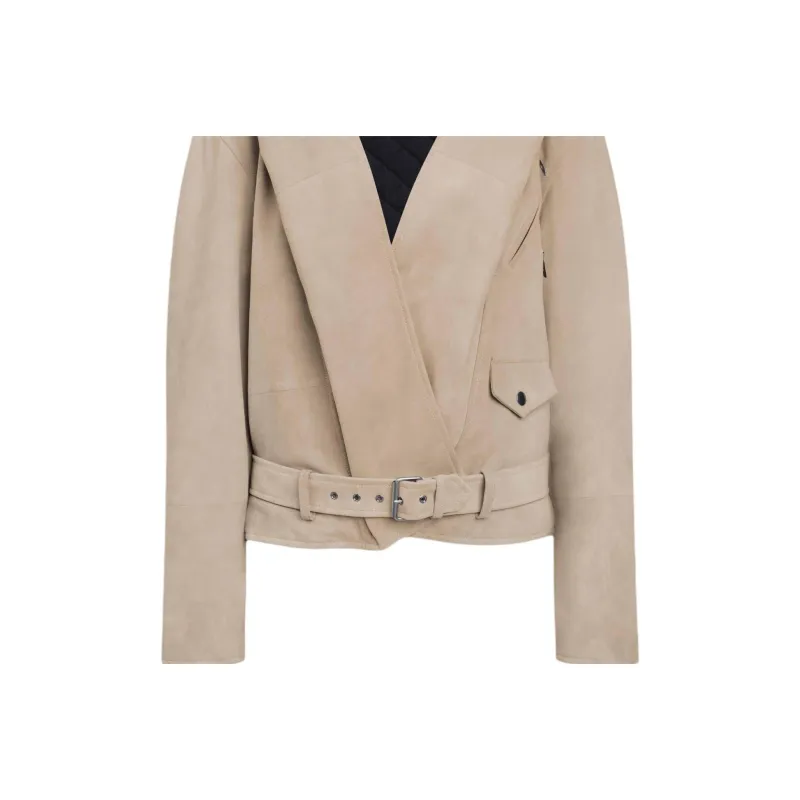Alaia SS25 Leather Jacket Women's Beige-3
