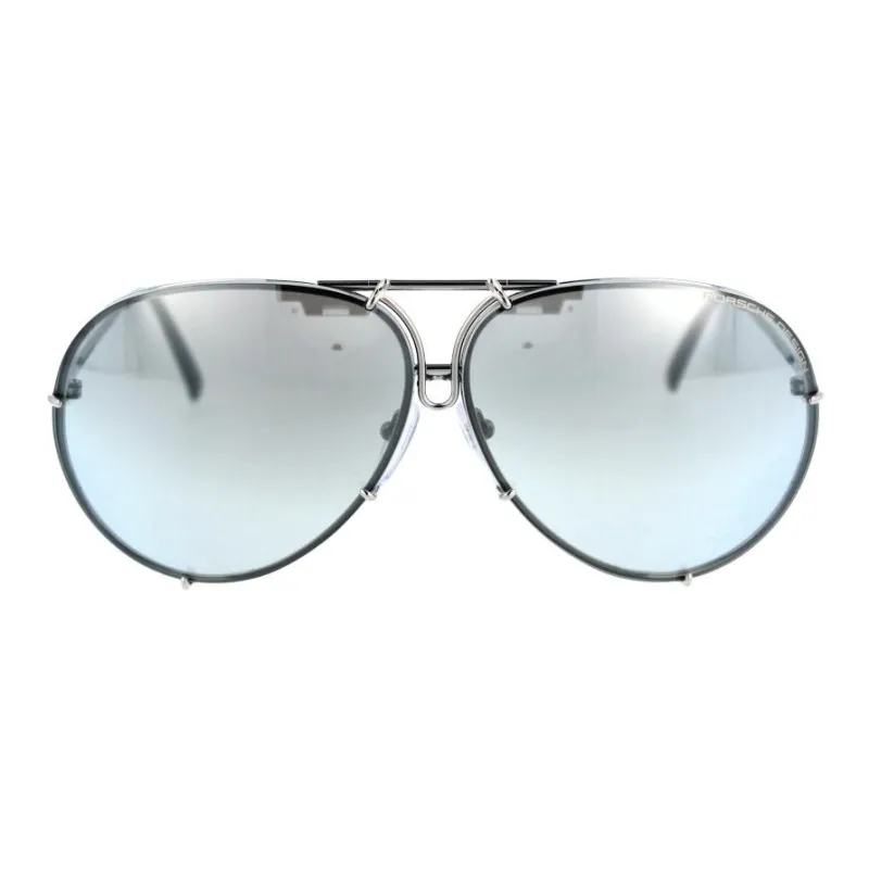 PORSCHE DESIGN Metal Aviator Sunglasses Men's Silver-1