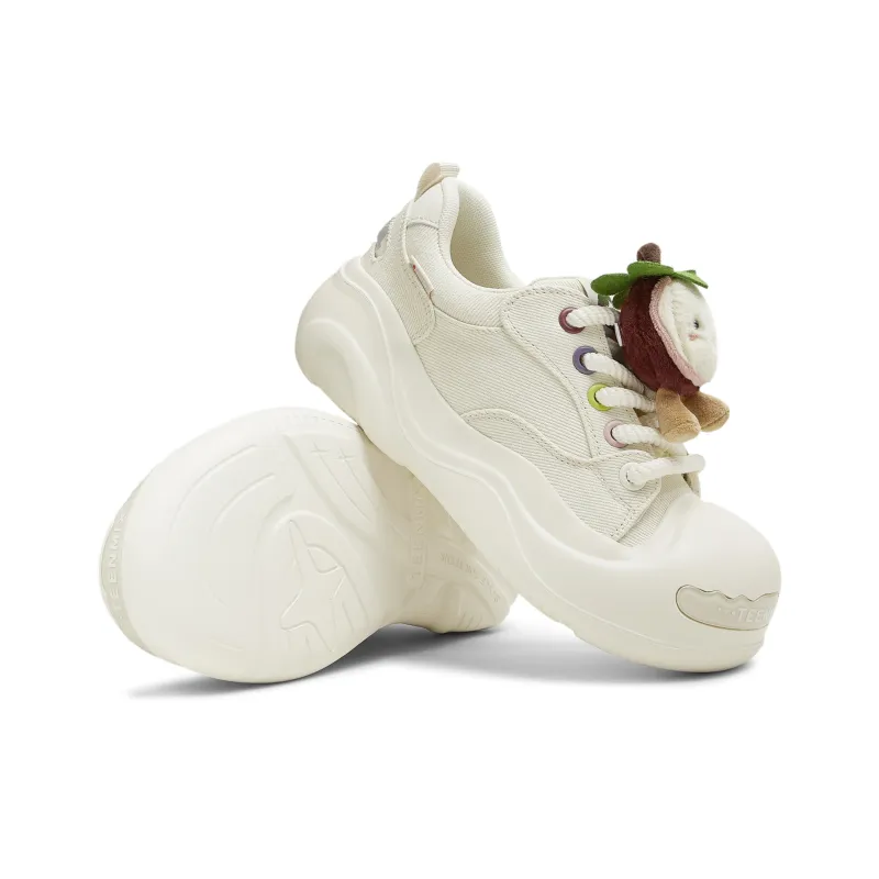Teenmix Slip Resistant Cushioning Abrasion Resistant Breathable Low Top Skateboard Shoes Women's White-4