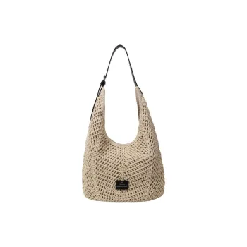 PAYOT Linen Shoulder Bag Women's Beige Apricot & Black