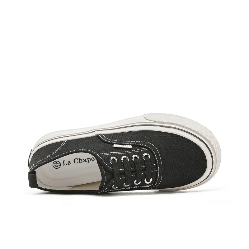 La Chapelle Breathable Low Top Canvas Shoes Women's Black-5