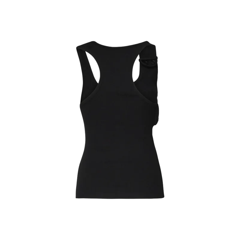 COURREGES Double Buckle 90s Rib Tank Top 'Black'-1