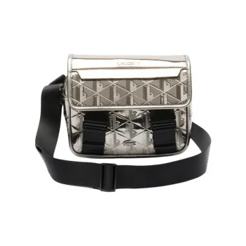 LACOSTE Polyurethane Messenger Bag, Crossbody Bag, Shoulder Bag Unisex Silver