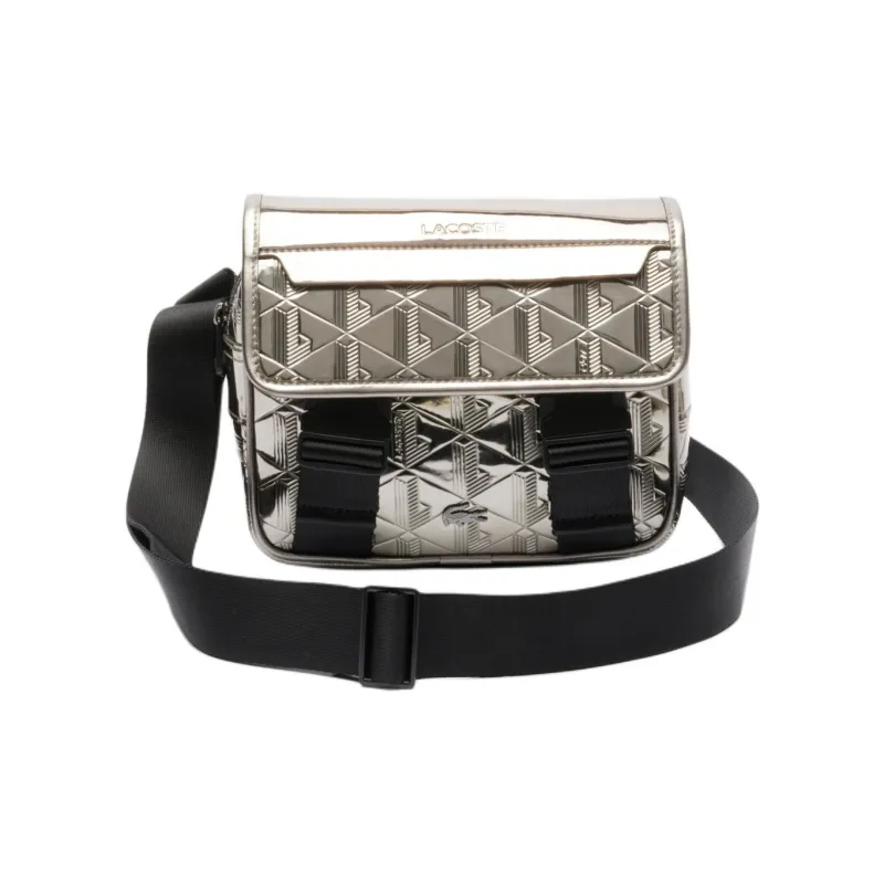 LACOSTE Polyurethane Messenger Bag, Crossbody Bag, Shoulder Bag Unisex Silver-0