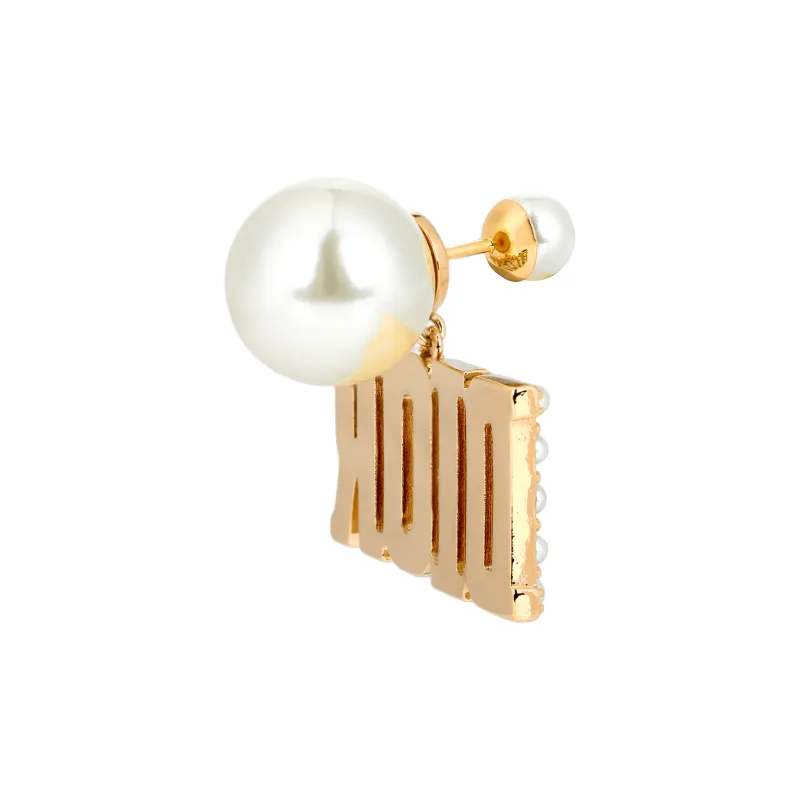 DIOR Metallic Pearls Earrings Women's-3