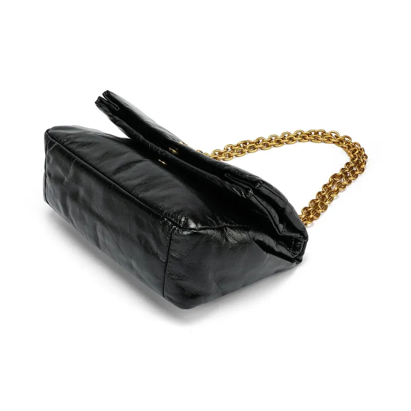 Ed Hardy Classic Series Cow Leather Shoulder Bag, Crossbody Bag Regular Women's Crack Black/Graphite Gray-4