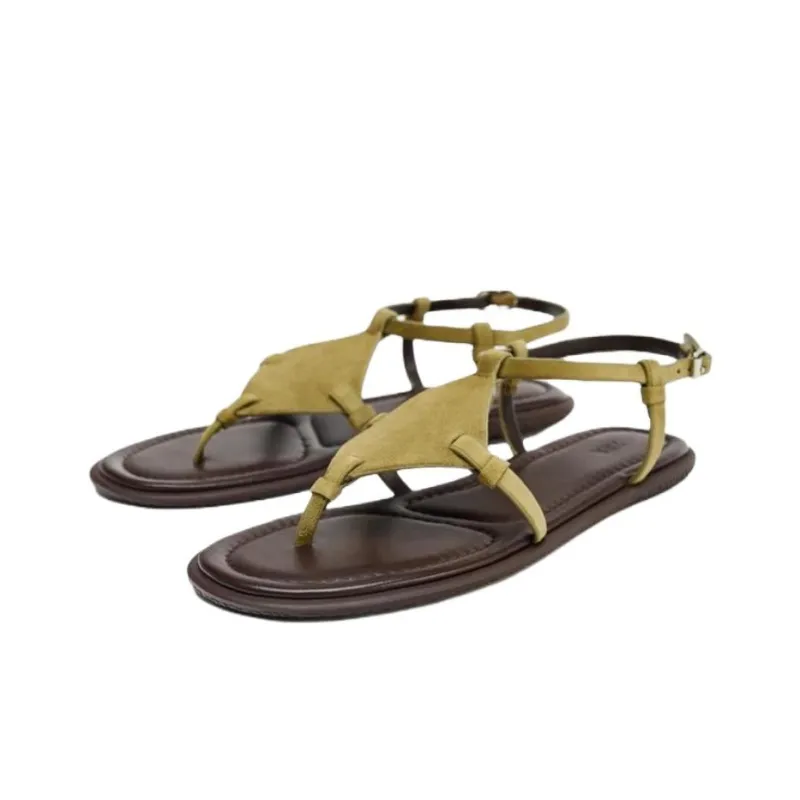 ZARA One Strap Sandals Women's Khaki Green-2