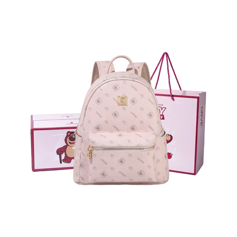 Disney Strawberry Bear Series PVC Backpack Regular Women's Pink/Milk Tea-11