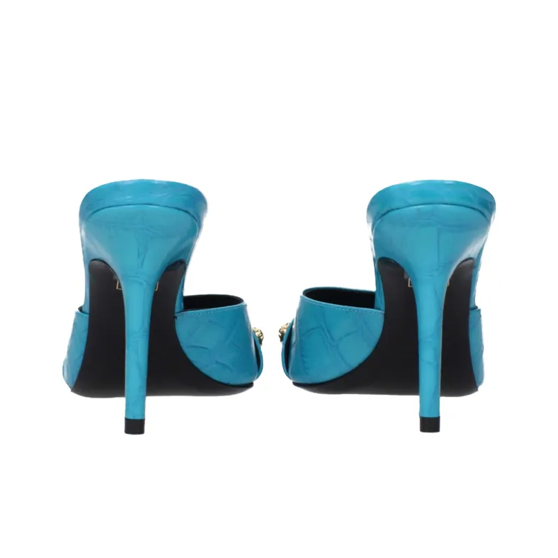 VERSACE Slide Slippers 9cm Women's Sky Blue-5