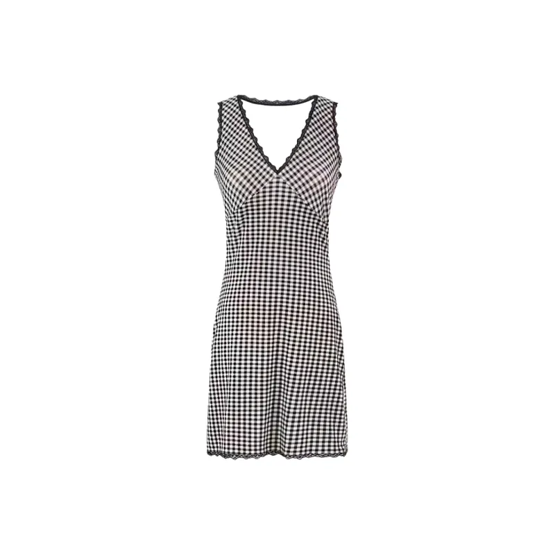 RTNH Sleeveless Dresses Women's Plaid Dress-0