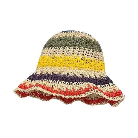 BOOLFEN Straw Woven Bucket Hats Women's-5