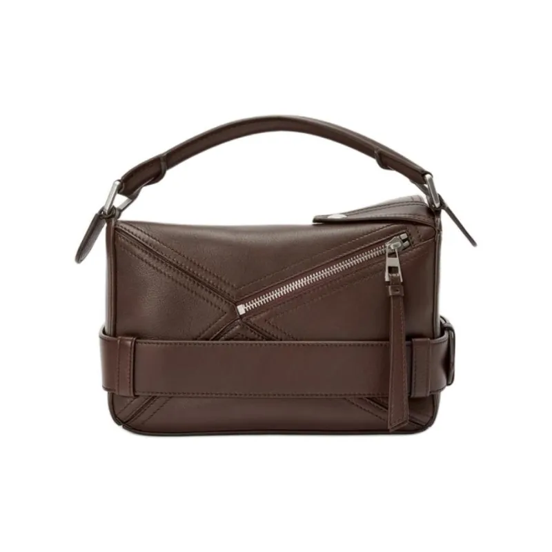 LOEWE Puzzle Bright Calfskin Shoulder Bag, Crossbody Bag, Handbag Trumpets Women's Brown-5