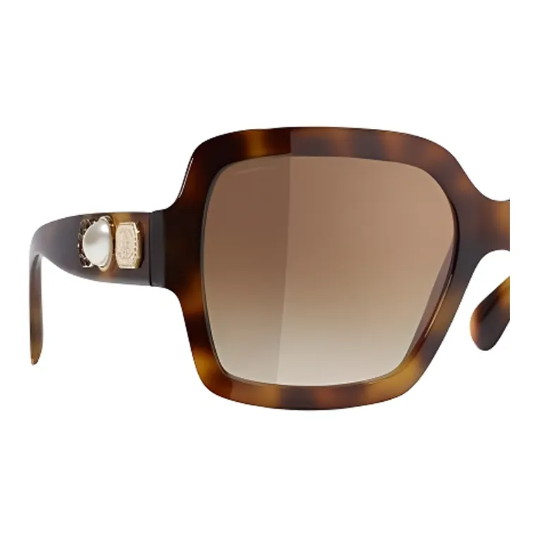 CHANEL Acetate Irregular Shape Sunglasses Unisex Tortoiseshell-2